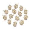 Brass Micro Pave Clear Cubic Zirconia Charms KK-R134-010-NF-1