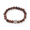 Round Natural Wood Beaded Stretch Bracelets BJEW-JB05849-04-1