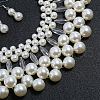 Zinc Alloy & Round Plastic Pearl & Acrylic Beaded Pendant Necklaces & Dangle Earrings Sets FS-WG22E5A-01-3