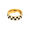 Black & White Checkerboard Stainless Steel Enamel Finger Rings FS-WG83B81-01-5
