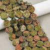 Natural Unakite Carved Beads Strands G-B088-A02-01-1