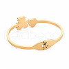Ion Plating(IP) Rhinestone Bear & Heart Bangle BJEW-N017-012LG-2