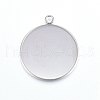 201 Stainless Steel Pendant Cabochon Settings STAS-P210-07P-1