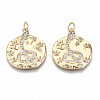 Hammered Brass Micro Pave Clear Cubic Zirconia Pendants KK-T062-28G-NF-1