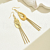 Stainless Steel Leaf Tassel Dangle Earrings EW2816-5