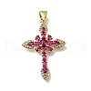 Brass Micro Pave Cubic Zirconia Pendants KK-C090-39G-2