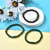 3Pcs 3 Style Natural African Turquoise(Jasper) & Black Agate Round Beaded Stretch Bracelets Set PW23030764297-1