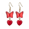 Butterfly with Heart Acrylic Dangle Earrings EJEW-JE06377-4