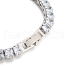 Brass Pave Clear Cubic Zirconia Square Link Bracelets BJEW-B094-09P-3
