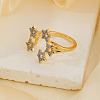 Elegant Hollow Star Brass Micro Pave Cubic Zirconia Cuff Rings for Women SM3654-1-2