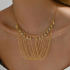 Luxurious Elegant Middle Eastern Style Brass White Enamel Tassel Flower Pendant Bib Necklaces for Women OU2157-4