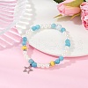 3Pcs 3 Colors Dyed Round Natural Malaysia Jade with ABS Plastic Pearl Beaded Stretch Bracelets BJEW-JB11643-3