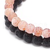 10Pcs 10 Style Natural Weathered Agate(Dyed) & Lava Rock Round Beaded Stretch Bracelets Set BJEW-JB08923-6