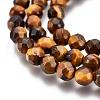 Faceted Grade A Natural Tiger Eye Round Bead Strands X-G-F260-01-4mm-2