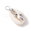 Natural Cowrie Shell & Alloy Sea Animals Pendants PALLOY-JF03751-01-3