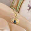 Airplane & Earth & Passport 304 Stainless Steel Micro Pave Clear Cubic Zirconia Pendant Necklaces FS-WG81D22-07-1