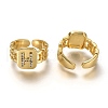 Brass Micro Pave Clear Cubic Zirconia Cuff Rings RJEW-H541-01H-G-1