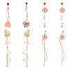 FIBLOOM 4 Pair 4 Style Resin Petal & Sakura Flower Dangle Stud Earrings EJEW-FI0003-15-8