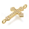 Brass Pave Clear Cubic Zirconia Connector Charms KK-M101-02D-G02-2