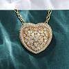 Brass Pave Clear Cubic Zirconia Heart Pendant Necklaces for Women NJEW-K381-07B-G-2