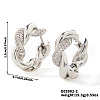 Elegant Brass Clear Cubic Zirconia Twisted Hoop Earrings XZ3454-2-2