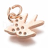 Brass Micro Pave Clear Cubic Zirconia Charms ZIRC-C020-48RG-2