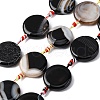 Natural Striped Agate/Banded Agate Coin Beads Strands G-NH0040-01G-1