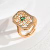 Brass Micro Pave Cubic Zirconia Geometric Hollow Adjustable Finger Rings for Women HF2072-2-1