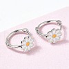 Daisy Brass Enamel Hoop Earrings for Women EJEW-G434-02P-3