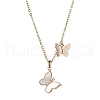 Natural Shell Butterfly Pendant Necklace with Brass Cable Chains NJEW-TA00133-2
