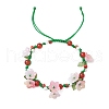 Flower Natural Natural Carnelian Braided Bracelets for Women BJEW-TA00625-01-2