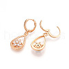 Brass Micro Pave Cubic Zirconia Dangle Leverback Earrings EJEW-N058-05G-3