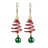 Aluminum Wire Wrapped Christmas Tree Dangle Earrings EJEW-JE05829-02-2