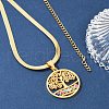 Tree of Life & Evil Eye 304 Stainless Steel Herringbone Chains Pendant Necklaces NJEW-K253-34G-3