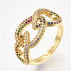 Adjustable Brass Micro Pave Cubic Zirconia Finger Rings RJEW-S044-014-1