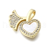 Brass Micro Pave Clear Cubic Zirconia Pendants KK-V010-30G-2
