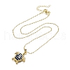 Summer Beach Brass Pave Cubic Zirconia Turtle Pendant Necklaces for Women NJEW-U039-02G-01-4