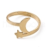 Ion Plating(IP) 201 Stainless Steel Moon & Star Adjustable Ring for Women RJEW-K238-08G-1