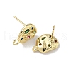 Brass Micro Pave Cubic Zirconia Stud Earring Findings KK-U075-01C-04G-2