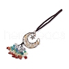 Natural Citrine Moon with Mixed Gemstone Chips Tassel Pendant Decorations G-L524-07R-A08-2