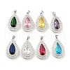 Rack Plating Brass Micro Pave Cubic Zirconia Pendants KK-H469-01P-1