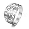 Flower Pattern Hollow Out 304 Stainless Steel Finger Rings FS-WGDCC5F-03-3