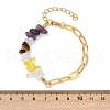 Nature Amethyst & Quartz Crystal & Yellow Quartz & Tiger Eye Chip Link Bracelets BJEW-V003-02G-3