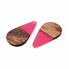 Transparent Resin & Walnut Wood Pendants RESI-N025-030-C06-3