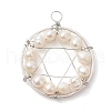 Natural Cultured Freshwater Pearl Round Beaded Ring Pendants PALLOY-JF02617-02-1