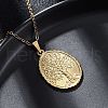 Oval Tree of Life 304 Stainless Steel Pendant Necklaces NJEW-M096-10G-2