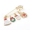 Christmas Theme Brass Safety Brooch JEWB-BR00046-03-2