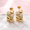 Brass Micro Pave Clear Cubic Zirconia Stud Earrings EJEW-D322-07G-02-1