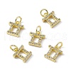 Real 18K Gold Plated Brass Micro Pave Clear Cubic Zirconia Charms KK-E068-VB411-3-4