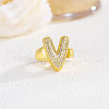 Brass Micro Pave Clear Cubic Zirconia Cuff Rings FS-WGF2B82-19-1